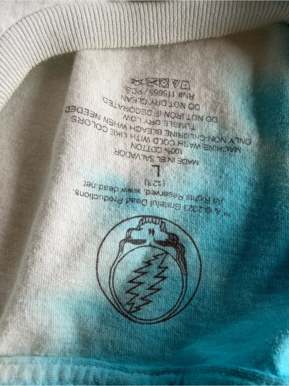 Grateful Dead Tie-Dye Tee with Colorful Bear Print - White/Multi - Picture 5 of 5